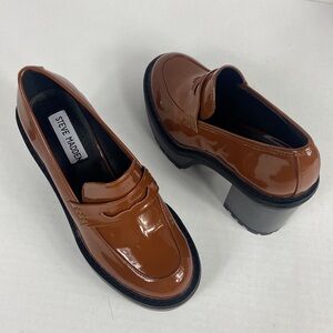 Steve Madden Kimberly Brown Heeled Loafer Shoes Sz 6